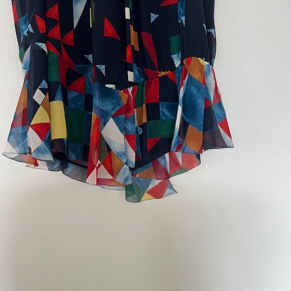 Joie Navy Geometric Silk Sleeveless Top - Picture 3 of 7